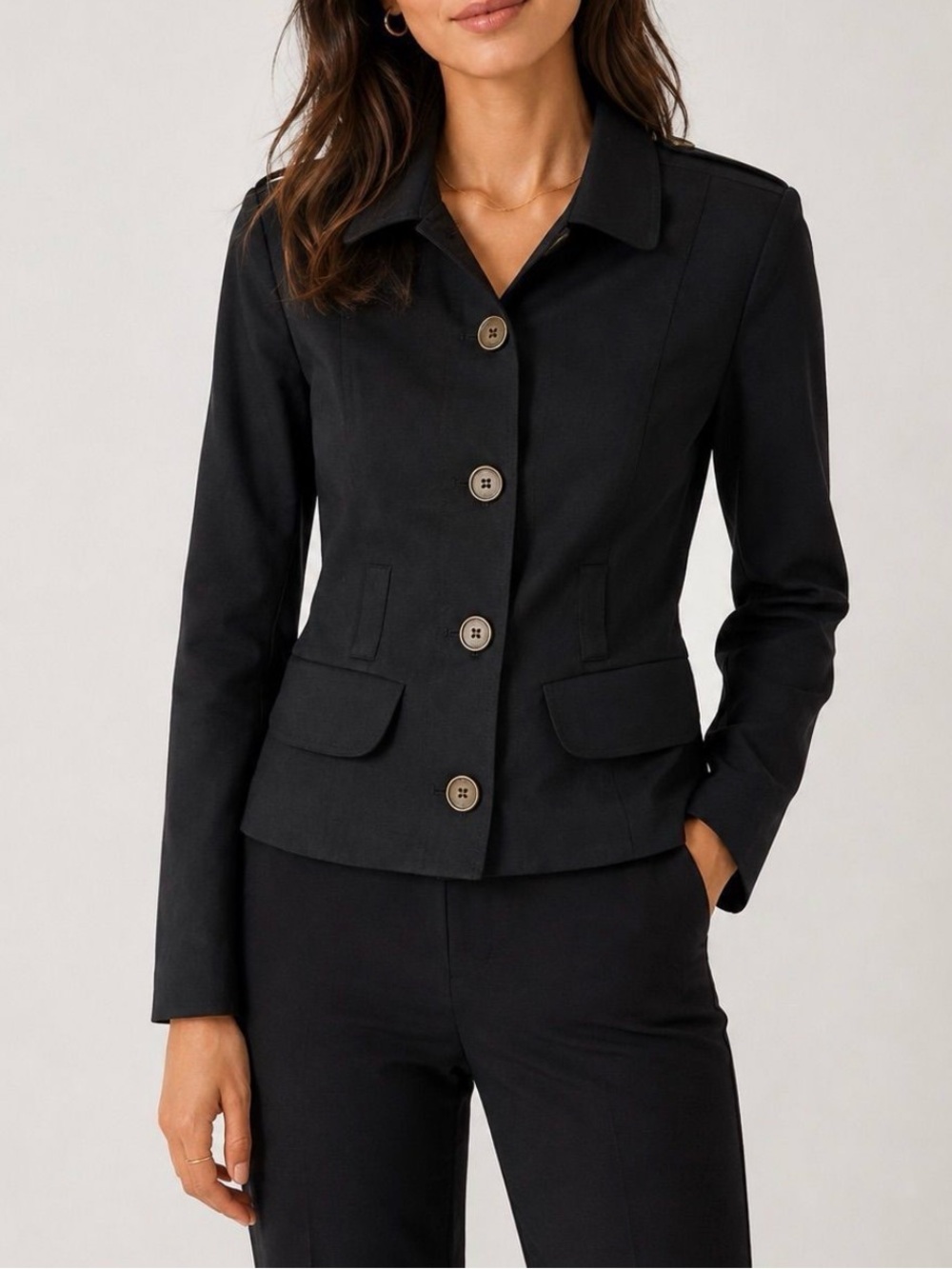 Burberry Black slim fit Tailored military style jacket